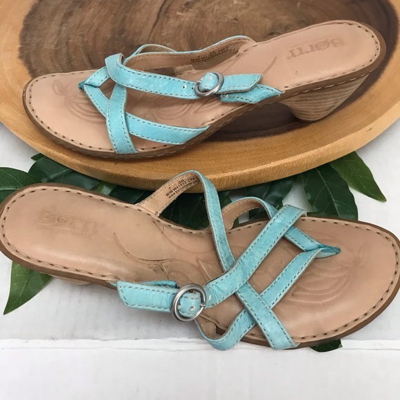 Born Multi Strap Stacked Heel Slides Sandals - Picture 1 of 9